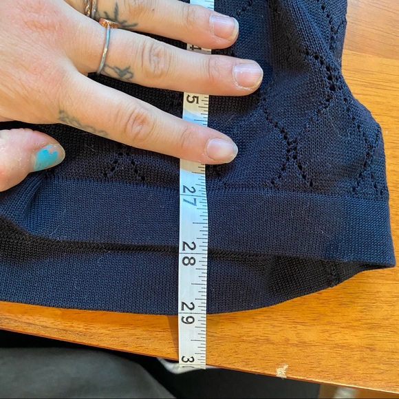 Donna Mizar Navy Blue Perforated Cardigan Sweater - Picture 8 of 8